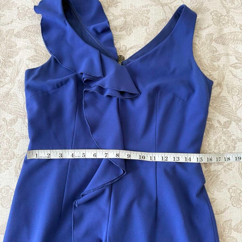 Antonio Melani Royal Blue Sleeveless Dress With Ruffle down Front  Size 6 - Picture 11 of 15